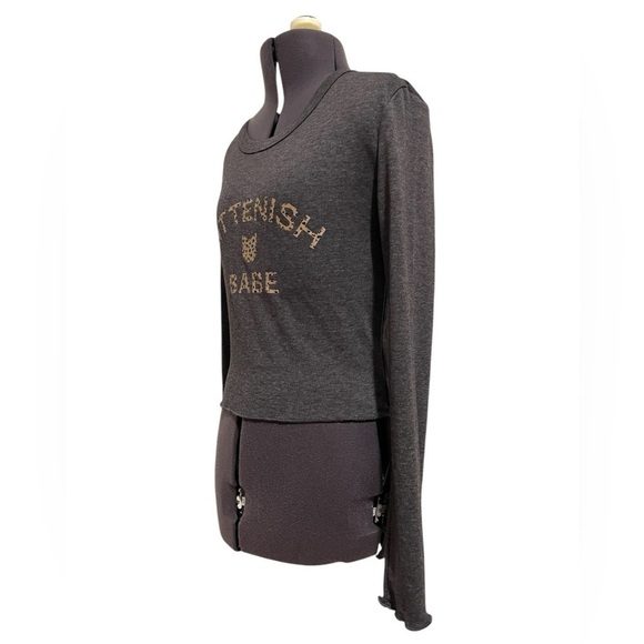 Kittenish Babe Gray Crop Top with Leopard Print Graphic Size S - Picture 7 of 11